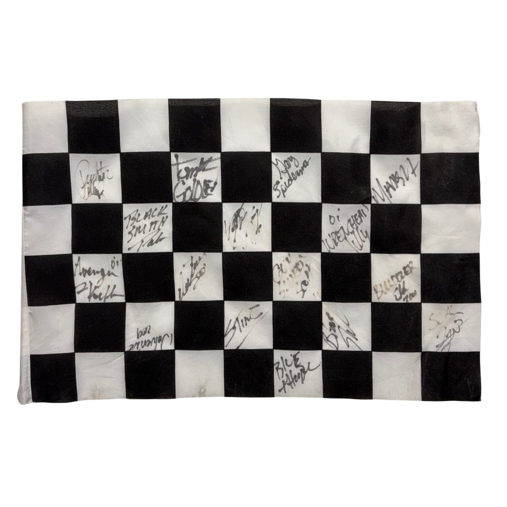 Vintage Monster Truck Autographed Checkered Racing Flag Sting Blue Thunder ETC